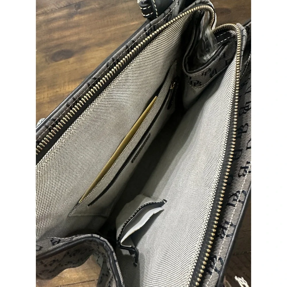 Dooney & Bourke Buckle Satchel H035CB1 Grey Black Monogram Signature Handbag NEW